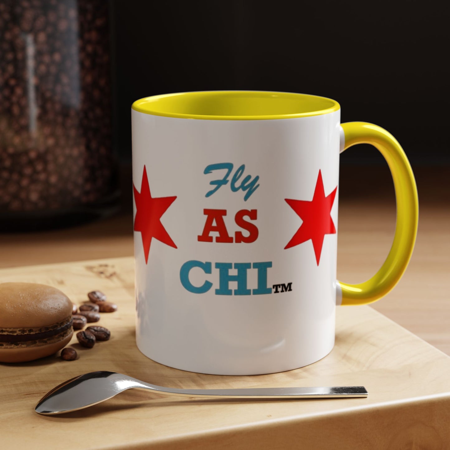Fly As Chi Coffee Mug with Bold Typography, Perfect for Chicago Lovers, Unique Gift, Travel Mug, Fun Office Décor, Everyday Use