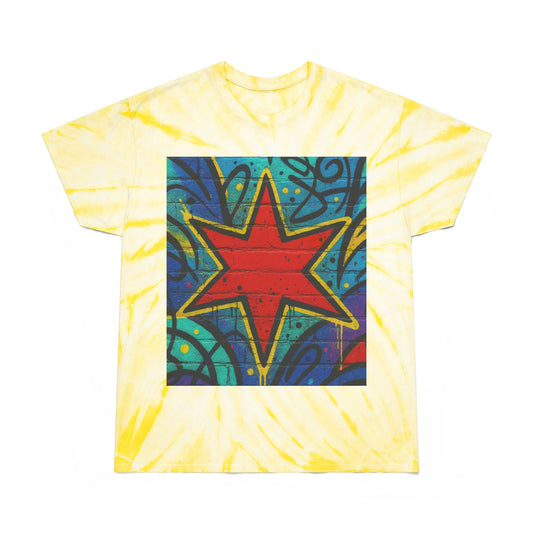 Tie-Dye Star Tee — Yellow Cyclone Graphic T‑Shirt