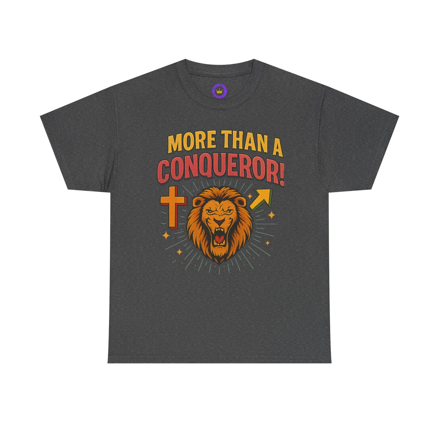 More Than Conqueror Lion Tee | Unisex Cotton Shirt, Motivational Tee, Inspirational Apparel, Christian Gift, Lion Graphic T-Shirt