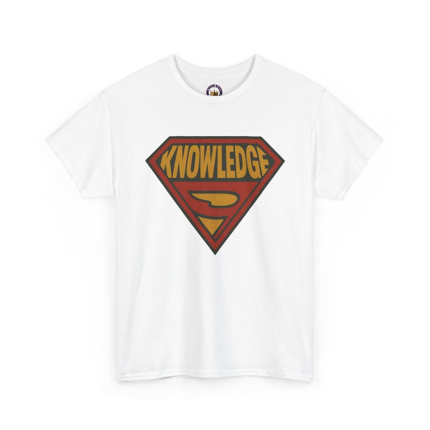 Knowledge Shield Tee | Retro Superhero Emblem T-Shirt
