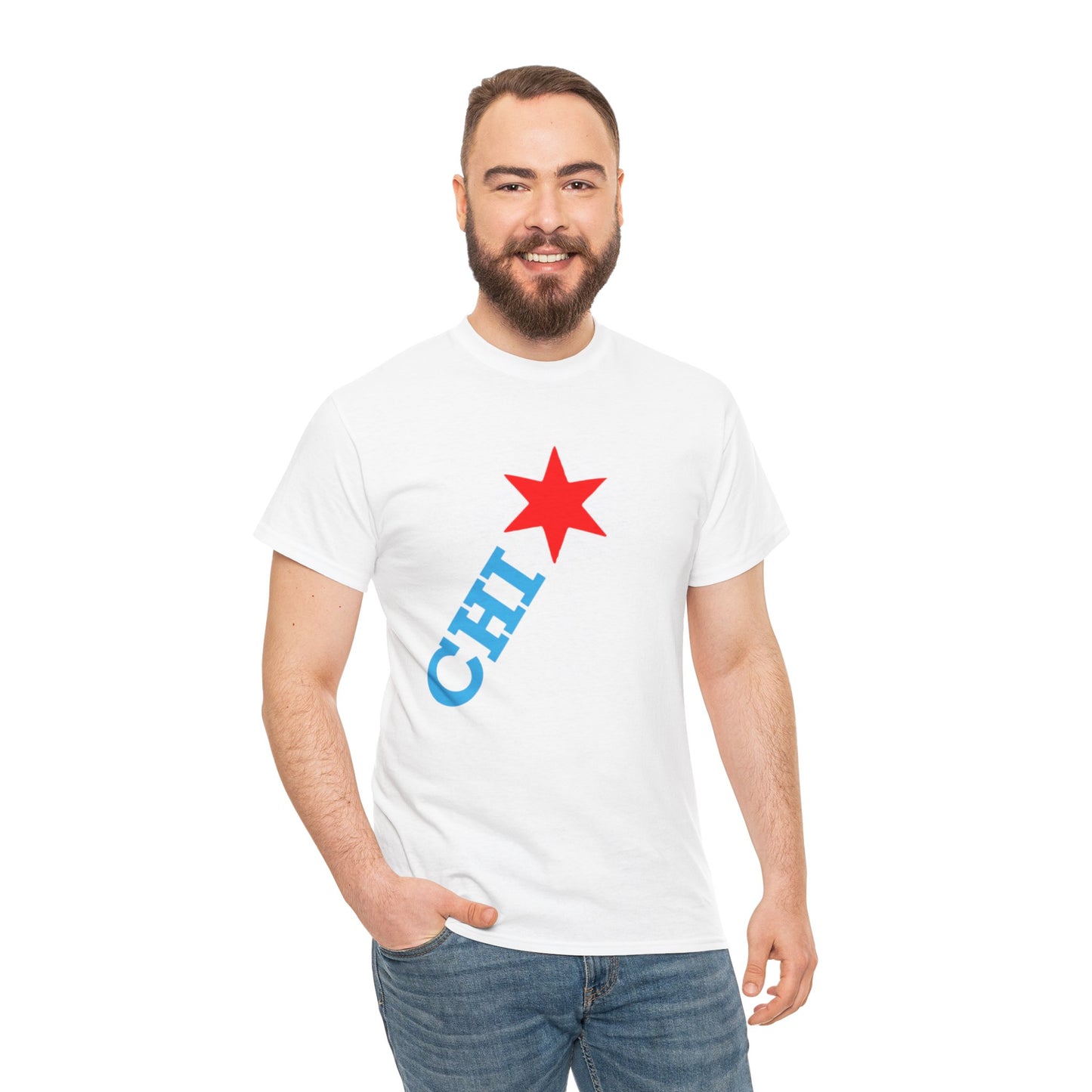 CHI Star T‑Shirt | Chicago  Diagonal Red Star & Tee