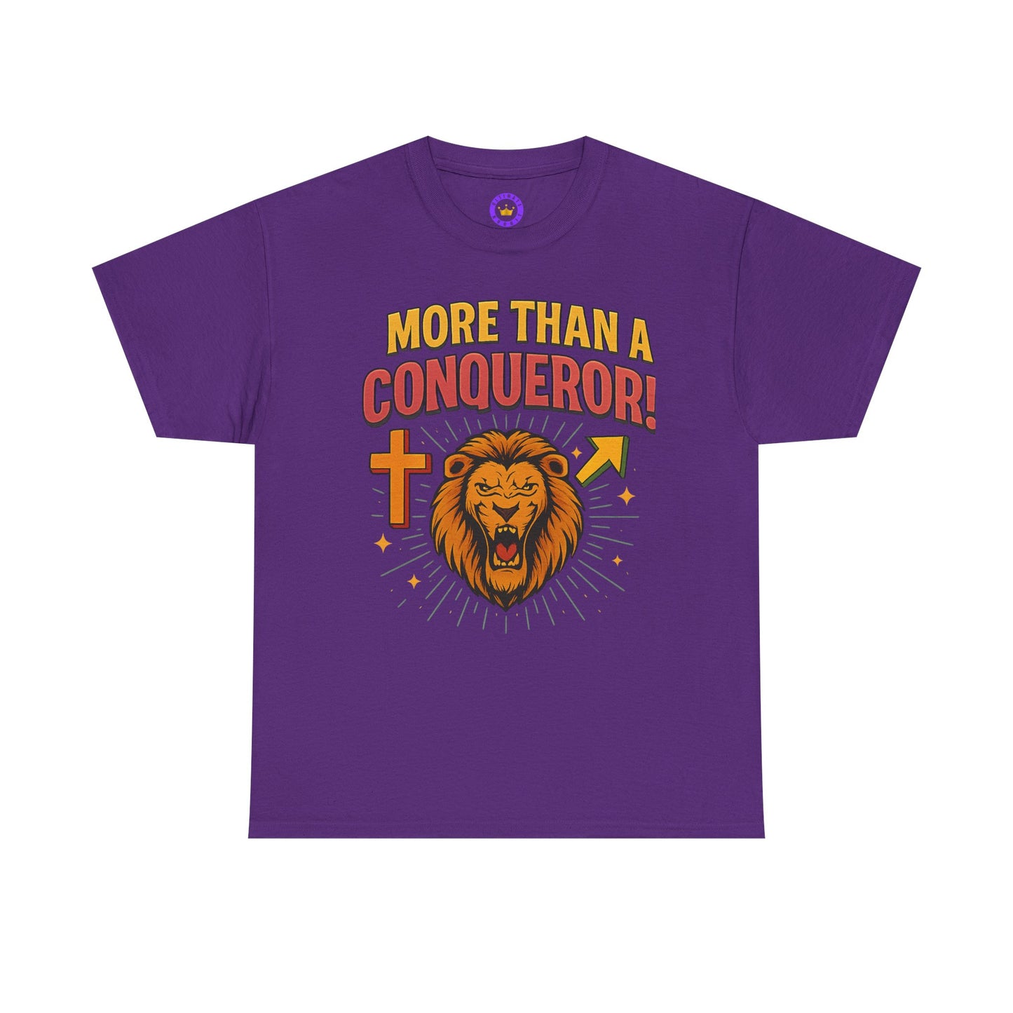More Than Conqueror Lion Tee | Unisex Cotton Shirt, Motivational Tee, Inspirational Apparel, Christian Gift, Lion Graphic T-Shirt