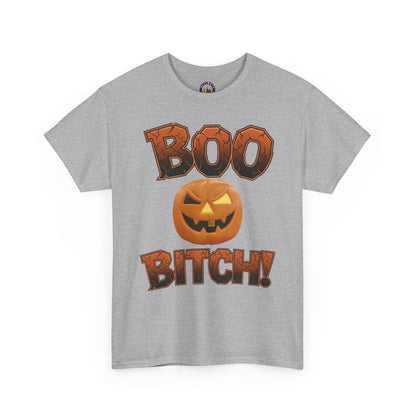 BOO BITCH! Halloween Ghost T-Shirt | Funny Spooky Season Tee | Adult Humor Sarcastic Graphic Shirt | Unisex Heavy Cotton Top