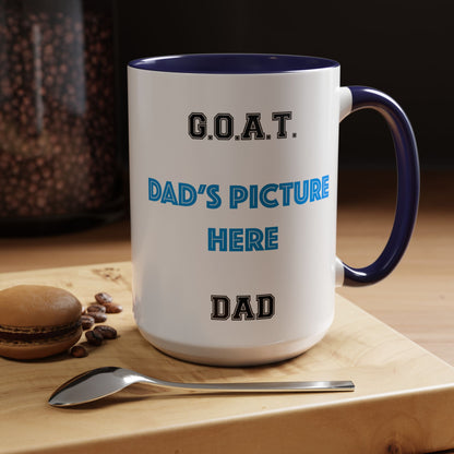 G.O.A.T. Dad Coffee Mug - Personalized Gift for Father's Day, Birthday, Coffee Lovers, Funny Dad Mug, Custom Photo Mug