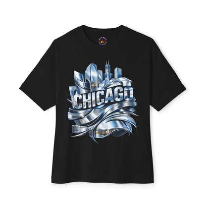 Chicago Skyline Tee — Metallic Ribbon City Graphic T-Shirt