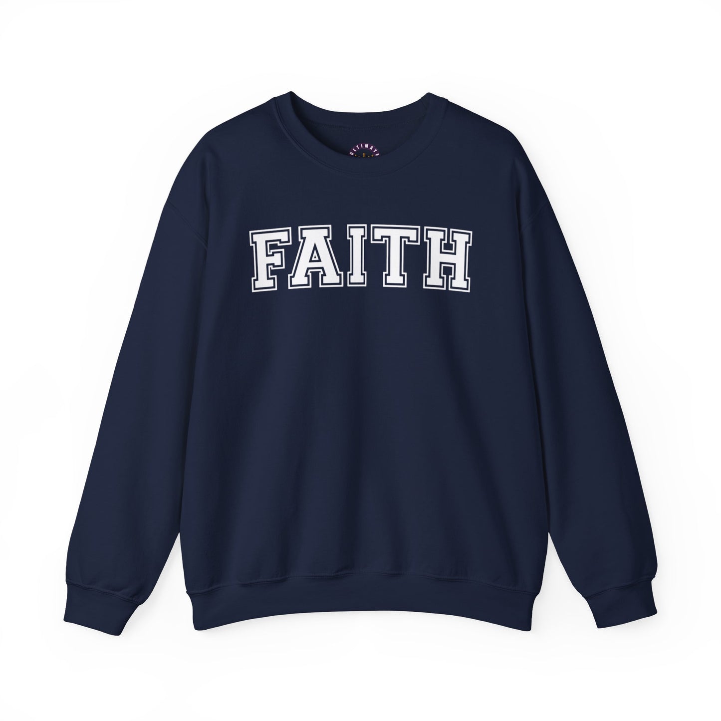 Faith Unisex Crewneck Sweatshirt | Classic Varsity Lettering Religious Pullover