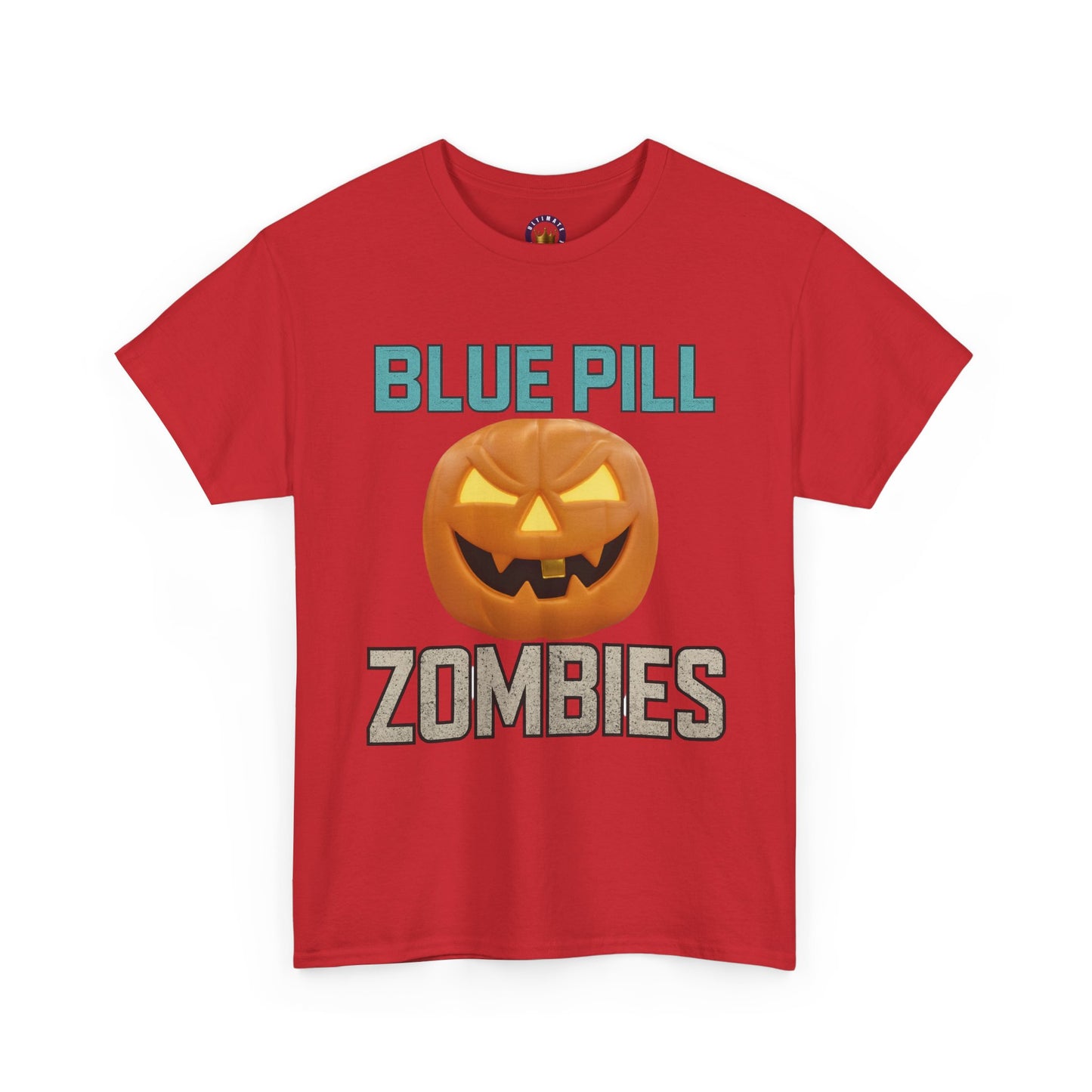 BLUE PILL ZOMBIES Tee | Halloween Zombie Tee, Funny Pumpkin Shirt, Unisex Heavy Cotton Tee, Party Apparel, Spooky Gift Idea, Fall Festivities