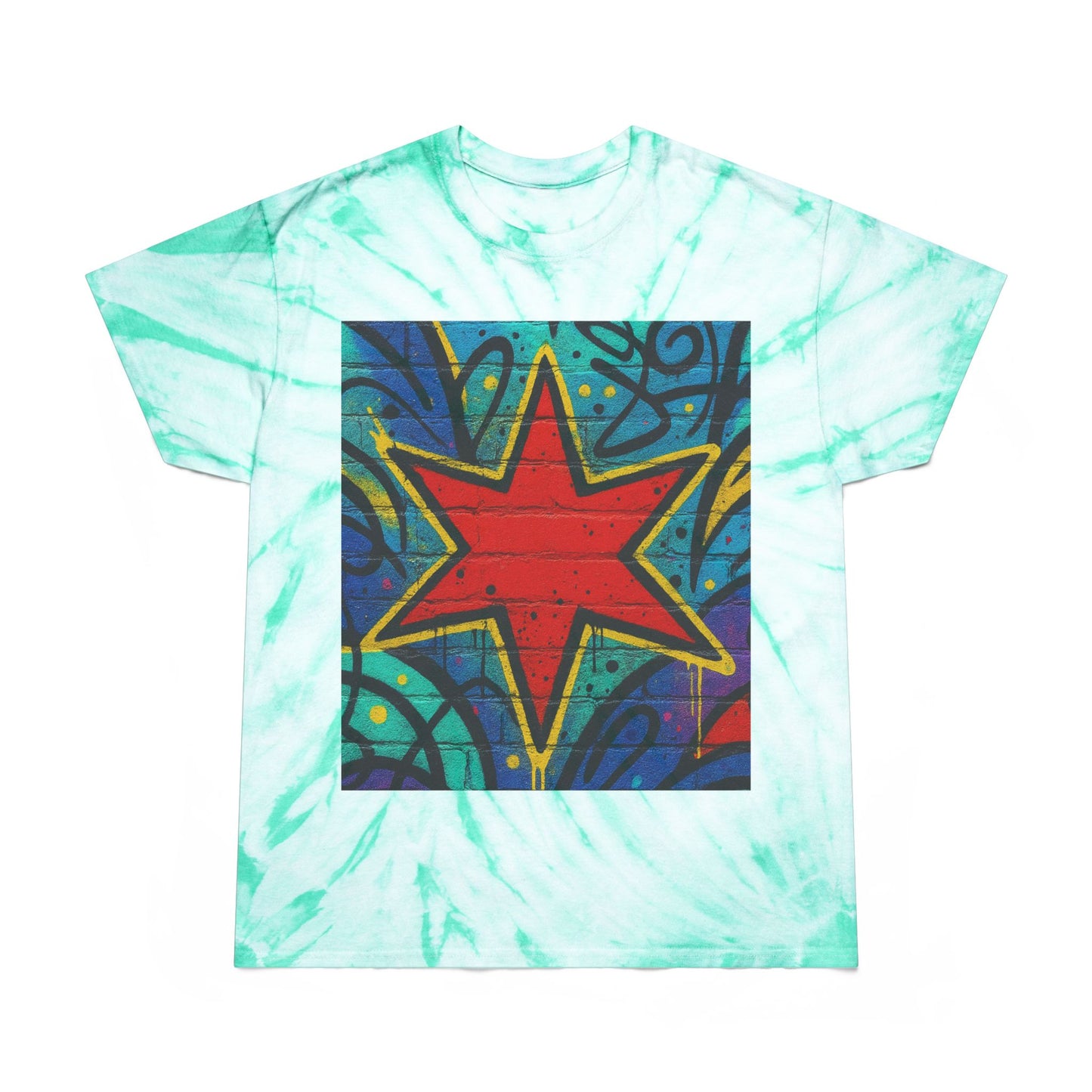 Tie-Dye Star Tee — Yellow Cyclone Graphic T‑Shirt