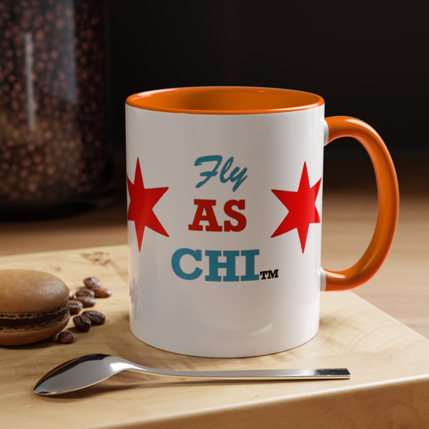 Fly As Chi Coffee Mug with Bold Typography, Perfect for Chicago Lovers, Unique Gift, Travel Mug, Fun Office Décor, Everyday Use