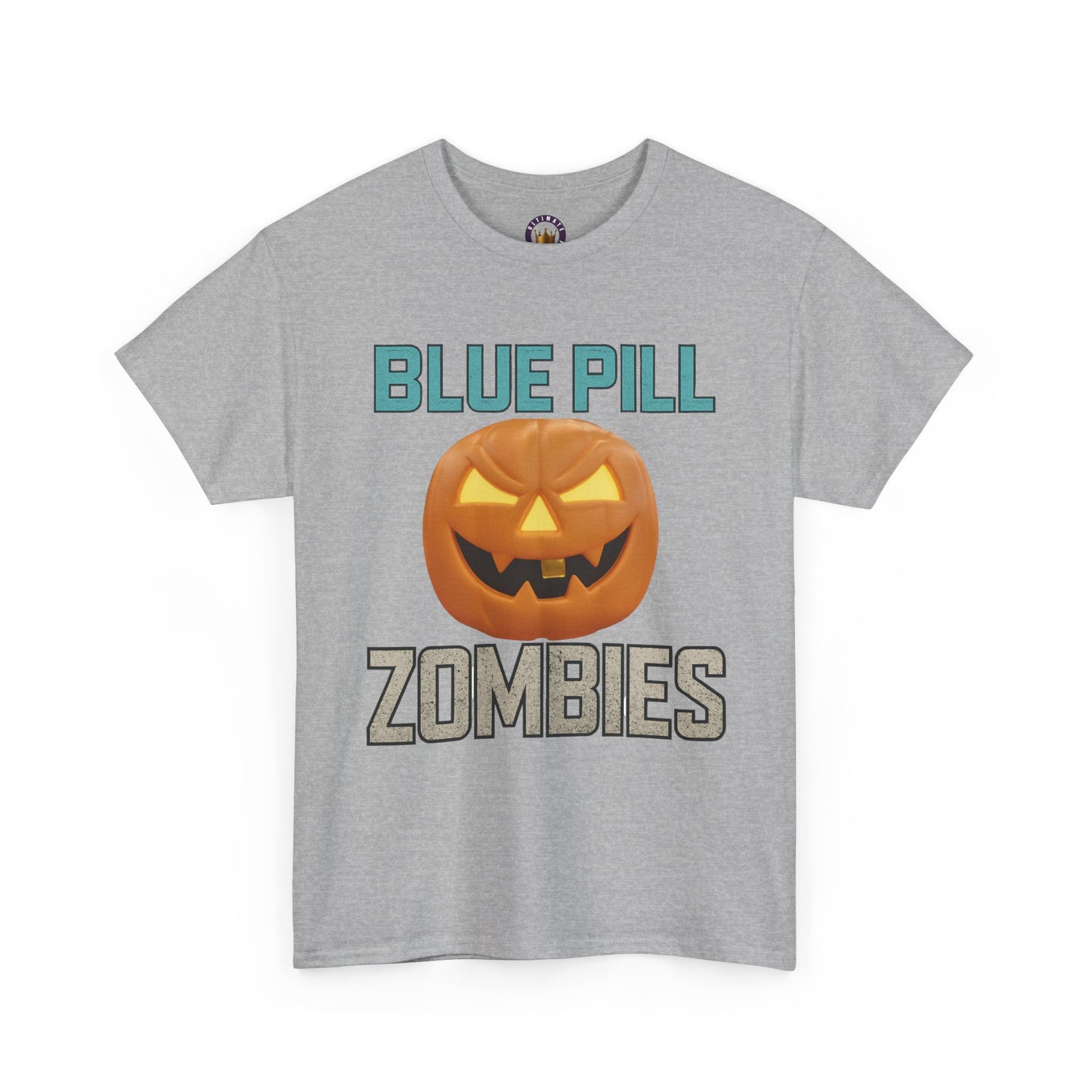 BLUE PILL ZOMBIES Tee | Halloween Zombie Tee, Funny Pumpkin Shirt, Unisex Heavy Cotton Tee, Party Apparel, Spooky Gift Idea, Fall Festivities