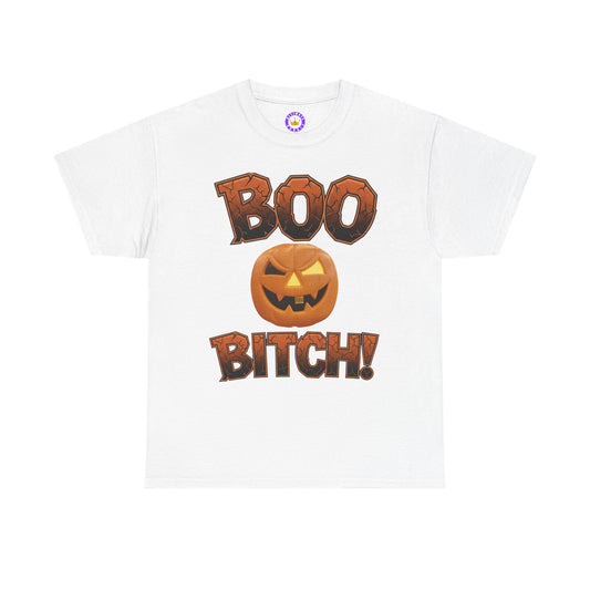 Boo Bitch Halloween Ghost T-Shirt | Funny Spooky Season Tee | Adult Humor Sarcastic Graphic Shirt | Unisex Heavy Cotton Top