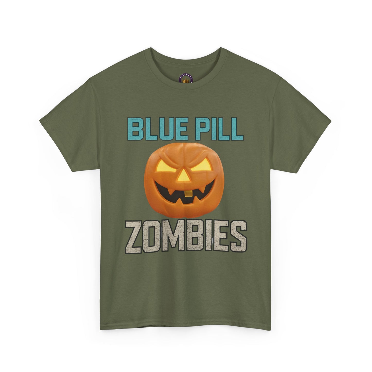 BLUE PILL ZOMBIES Tee | Halloween Zombie Tee, Funny Pumpkin Shirt, Unisex Heavy Cotton Tee, Party Apparel, Spooky Gift Idea, Fall Festivities