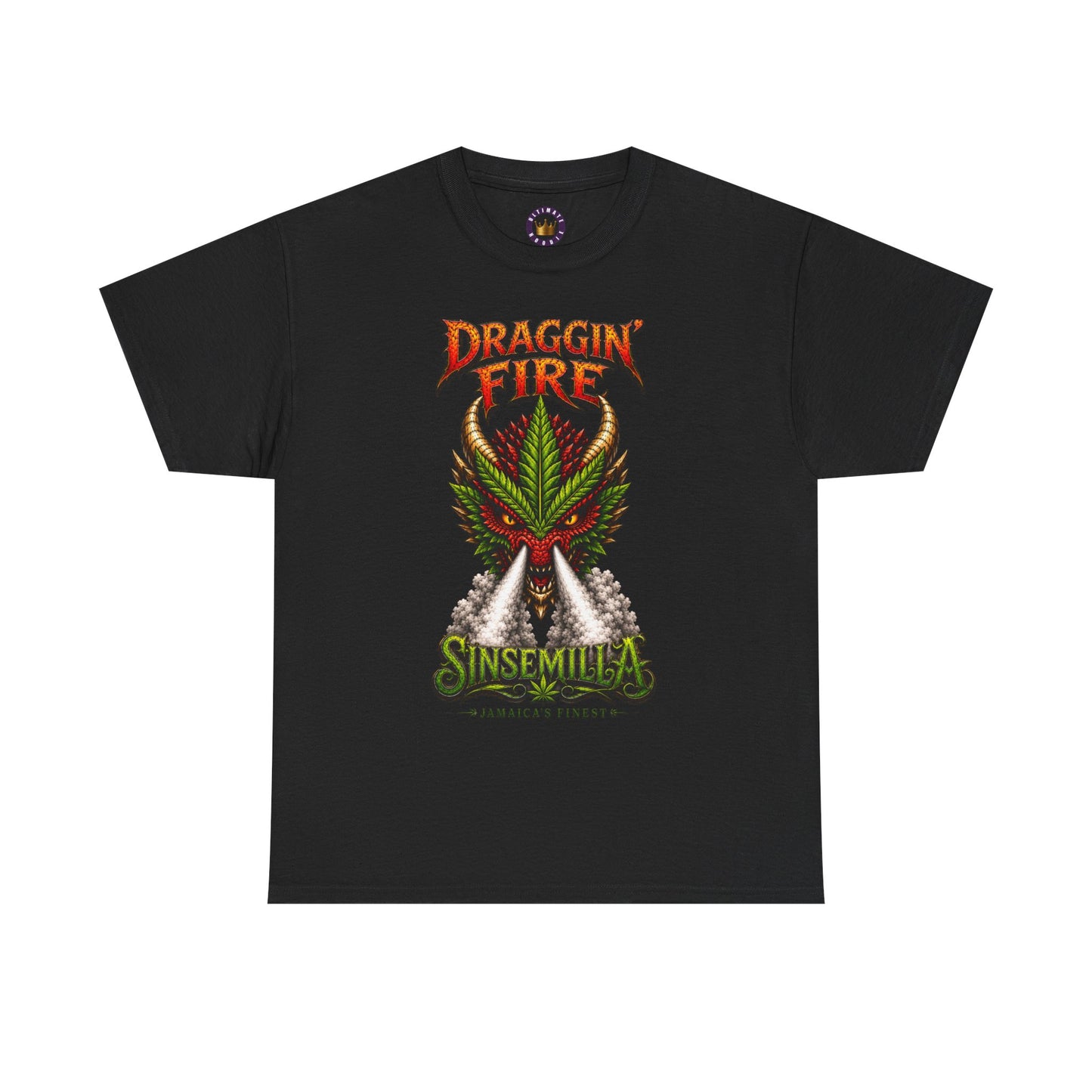 Draggin' Fire Sinsemilla Cannabis Leaf T-Shirt | Retro Stoner Graphic Tee