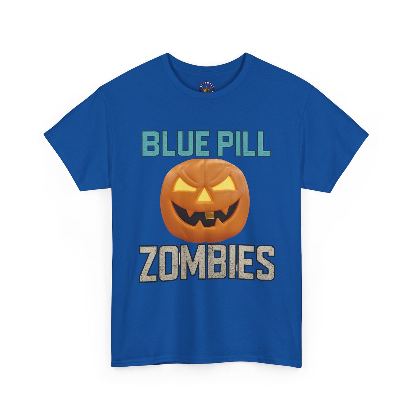 BLUE PILL ZOMBIES Tee | Halloween Zombie Tee, Funny Pumpkin Shirt, Unisex Heavy Cotton Tee, Party Apparel, Spooky Gift Idea, Fall Festivities