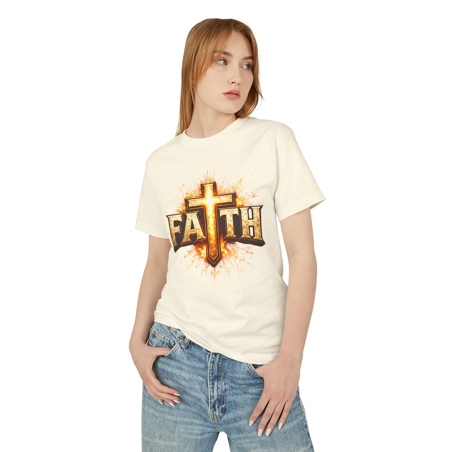 FAITH BREASTPLATE  | 100% COTTON HEAVYWEIGHT, DISTRESSED PRINT, FADED TONE TEE