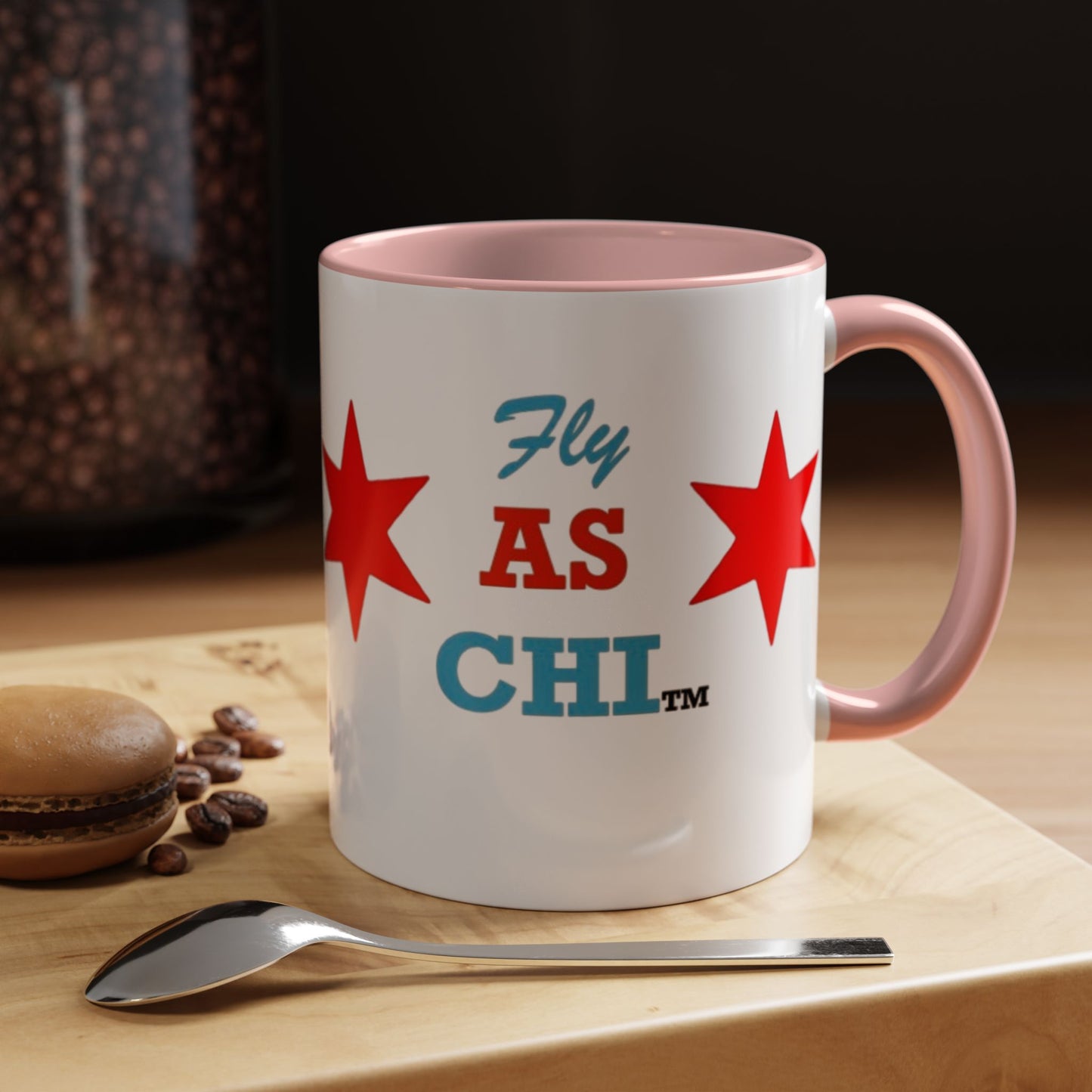 Fly As Chi Coffee Mug with Bold Typography, Perfect for Chicago Lovers, Unique Gift, Travel Mug, Fun Office Décor, Everyday Use