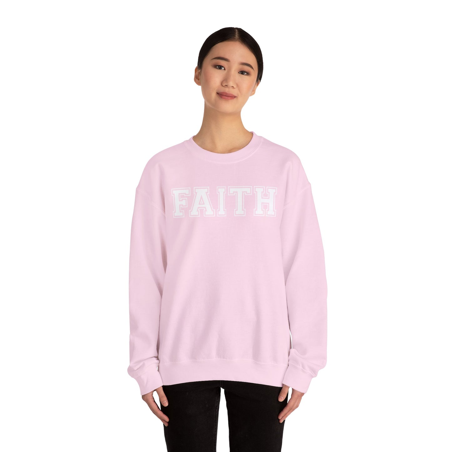 Faith Unisex Crewneck Sweatshirt | Classic Varsity Lettering Religious Pullover