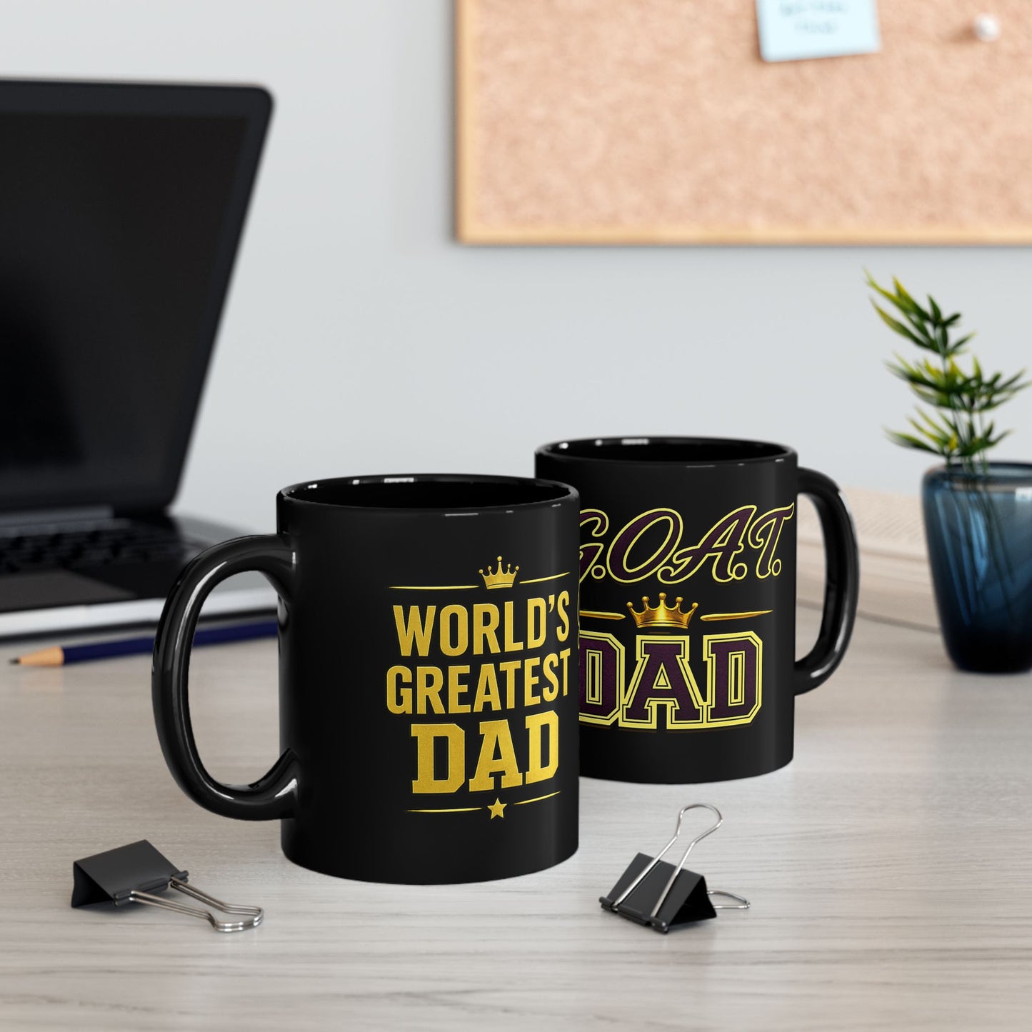 GOAT Dad Black Mug — World's Best Dad Coffee Cup (11oz/15oz)
