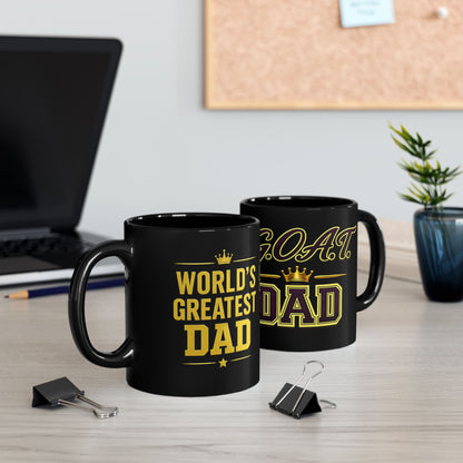 GOAT Dad Black Mug — World's Best Dad Coffee Cup (11oz/15oz)