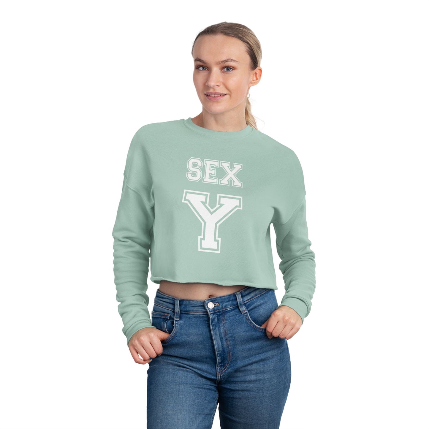 Cropped Sweatshirt with 'SEX' Print, Trendy Women's Crop Top, Casual Fashion, Gift for Her, Cute Lounge Wear, Everyday Style