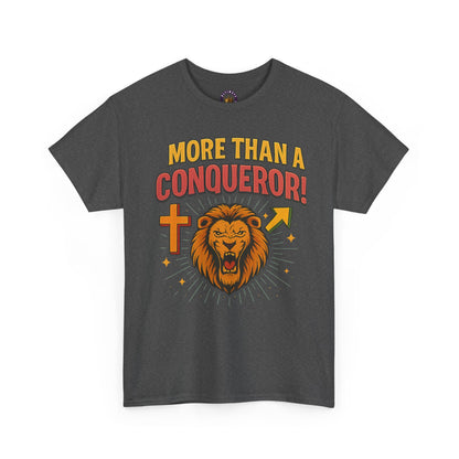 More Than Conqueror Lion Tee | Unisex Cotton Shirt, Motivational Tee, Inspirational Apparel, Christian Gift, Lion Graphic T-Shirt