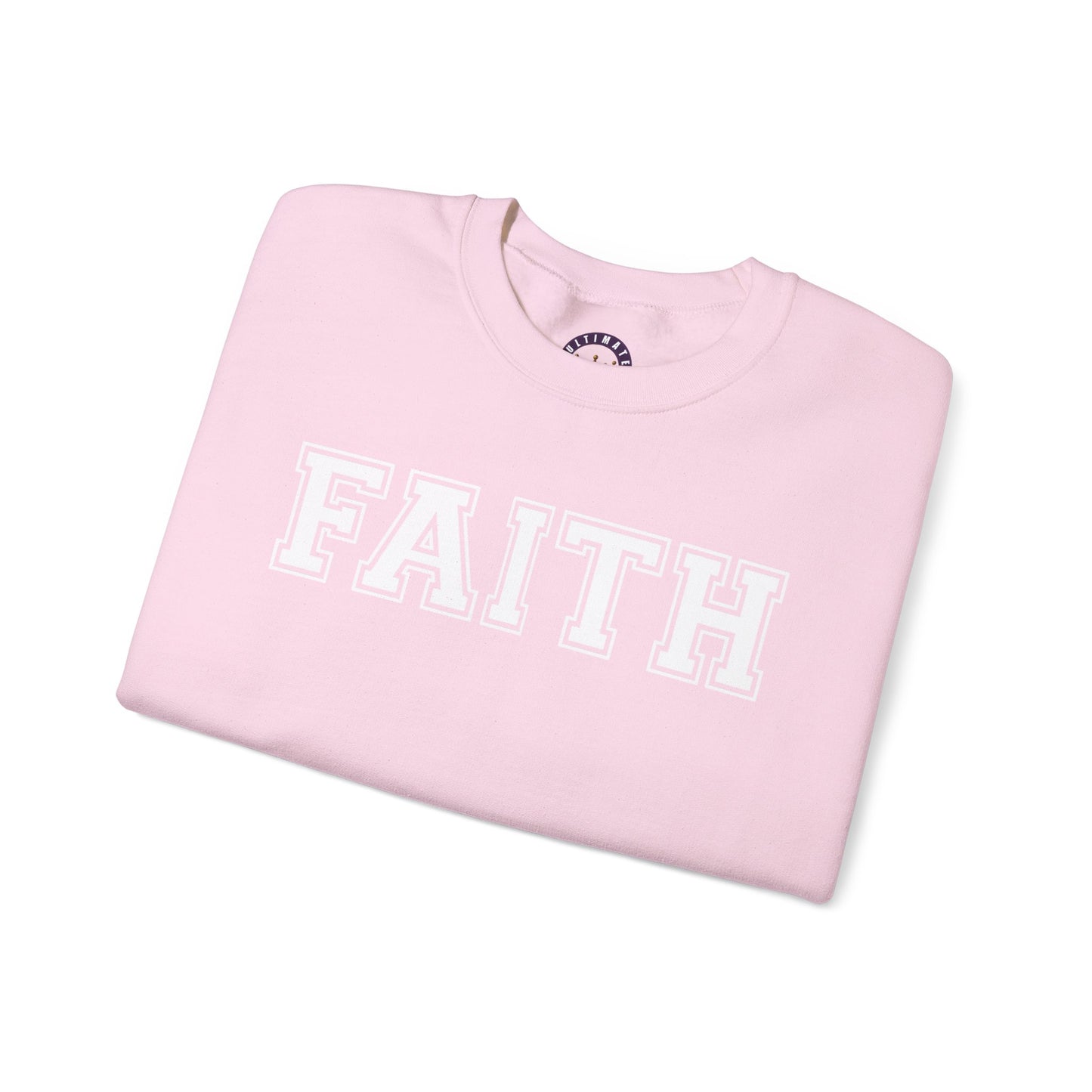 Faith Unisex Crewneck Sweatshirt | Classic Varsity Lettering Religious Pullover