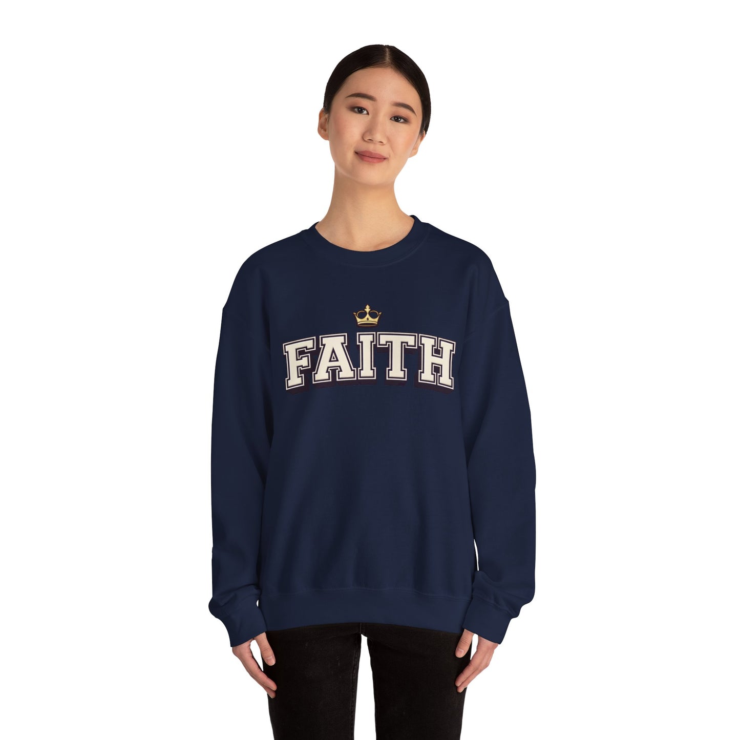 Faith Unisex Crewneck Sweatshirt | Classic Varsity Lettering Pullover