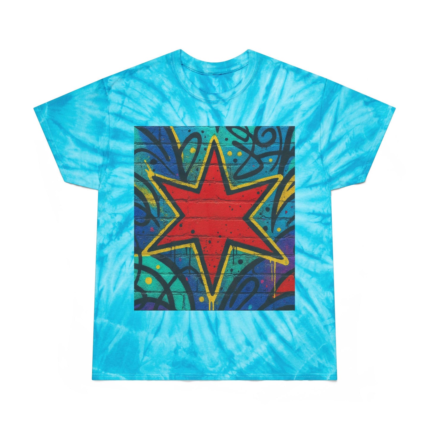 Tie-Dye Star Tee — Yellow Cyclone Graphic T‑Shirt