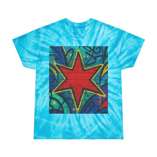 Tie-Dye Star Tee — Yellow Cyclone Graphic T‑Shirt