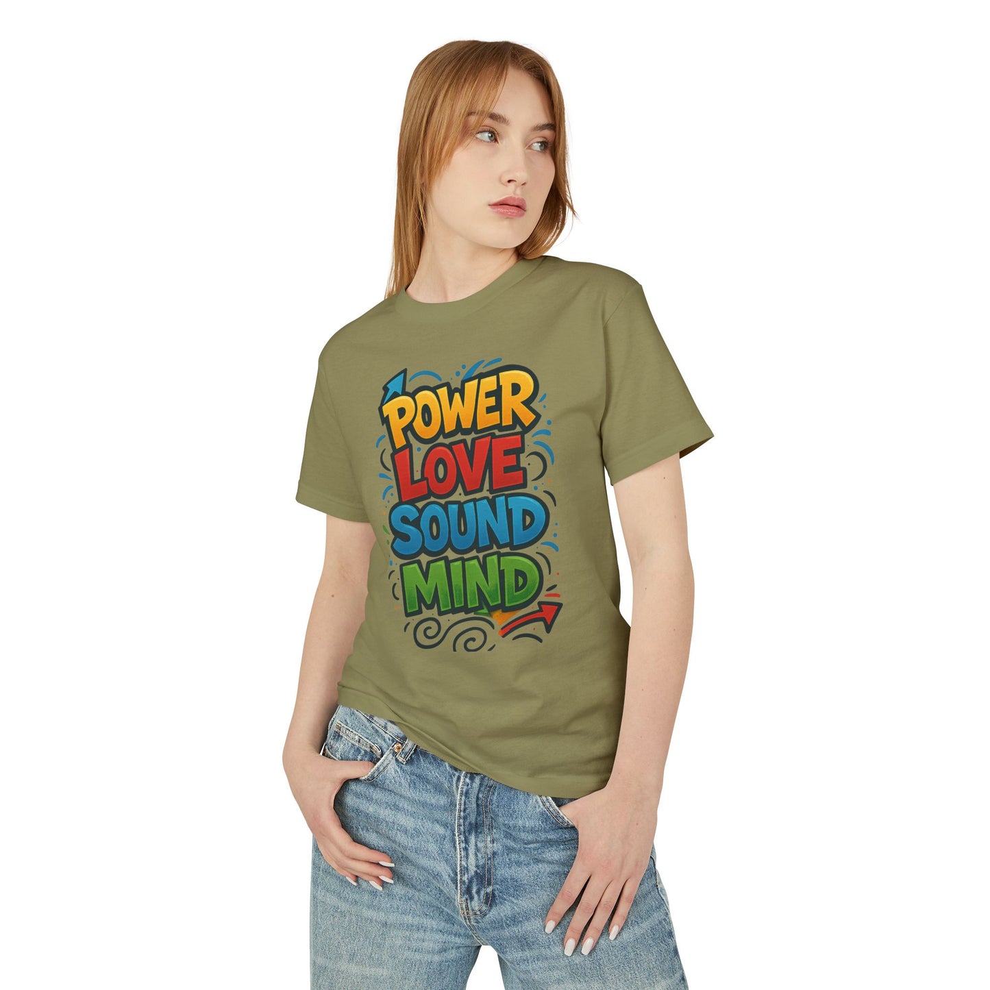 Power Love Sound Mind T-Shirt | Retro Colorful Graphic Tee