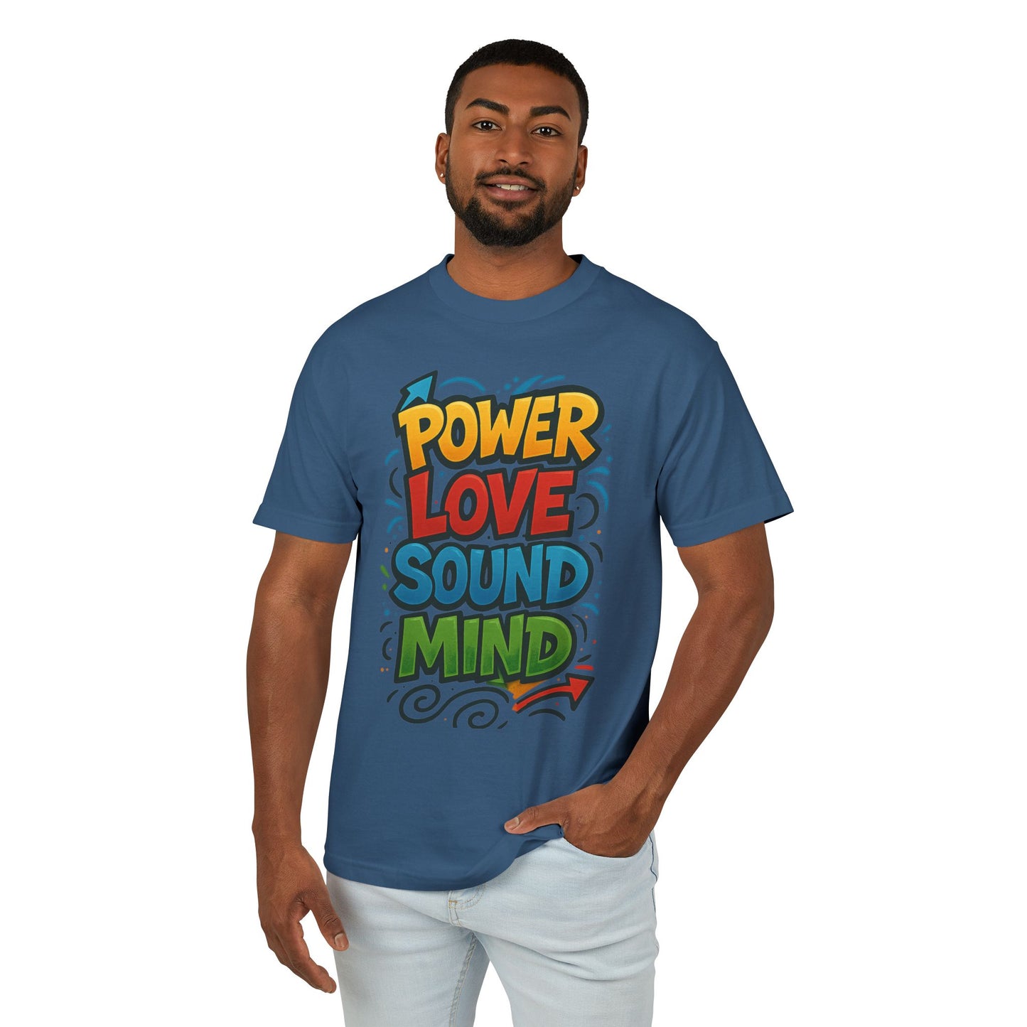 Power Love Sound Mind T-Shirt | Retro Colorful Graphic Tee