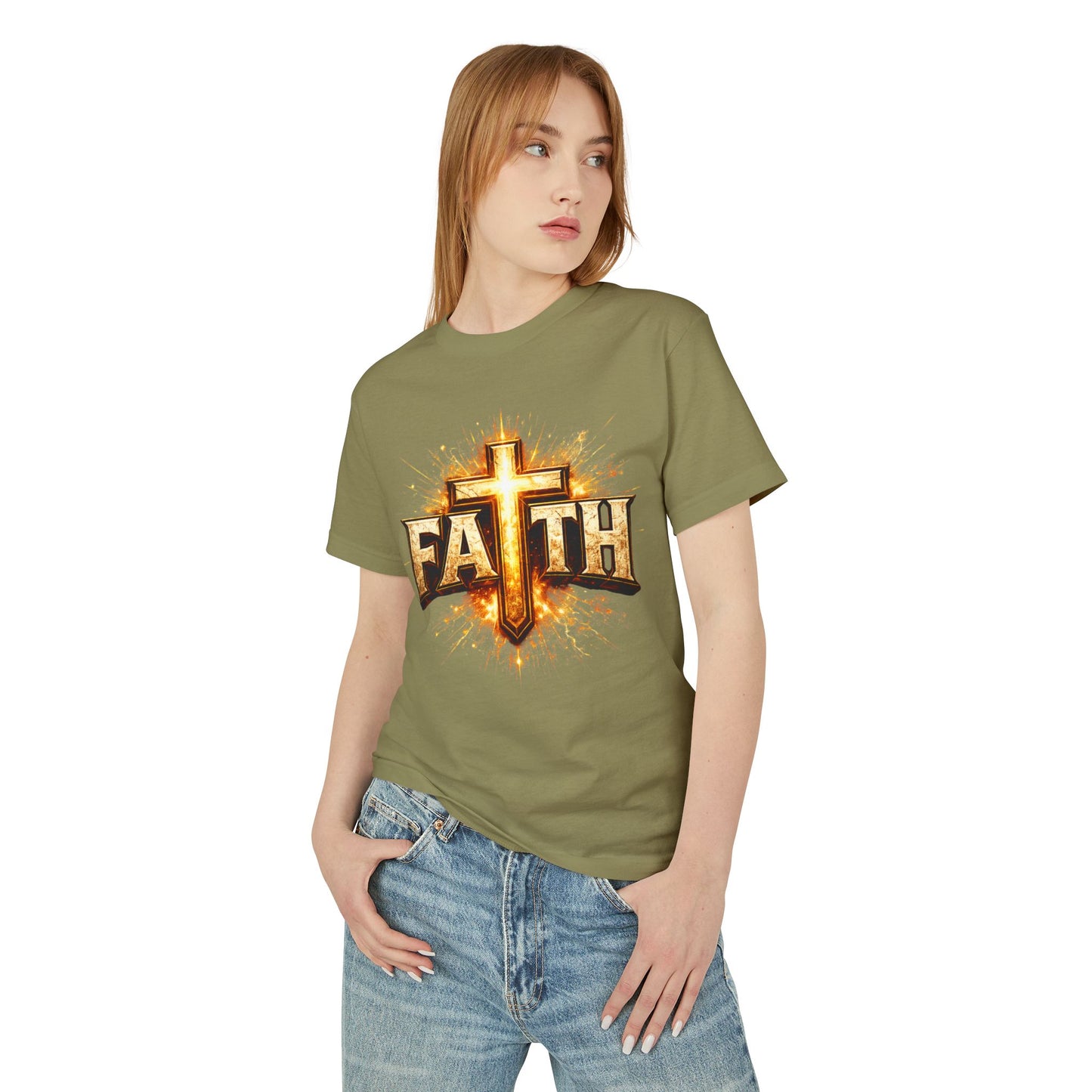 FAITH BREASTPLATE  | 100% COTTON HEAVYWEIGHT, DISTRESSED PRINT, FADED TONE TEE