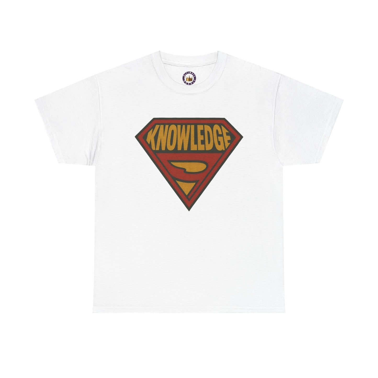 Knowledge Shield Tee | Retro Superhero Emblem T-Shirt