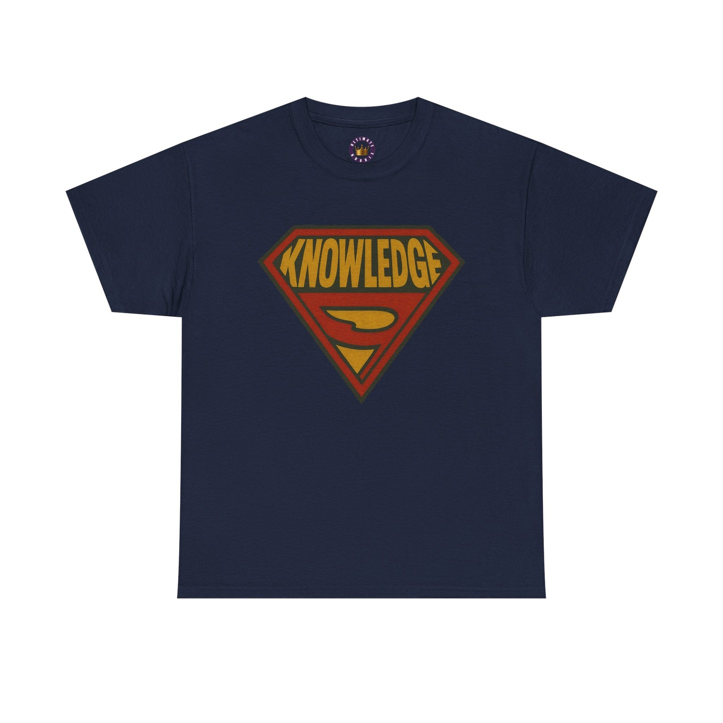 Knowledge Shield Tee | Retro Superhero Emblem T-Shirt