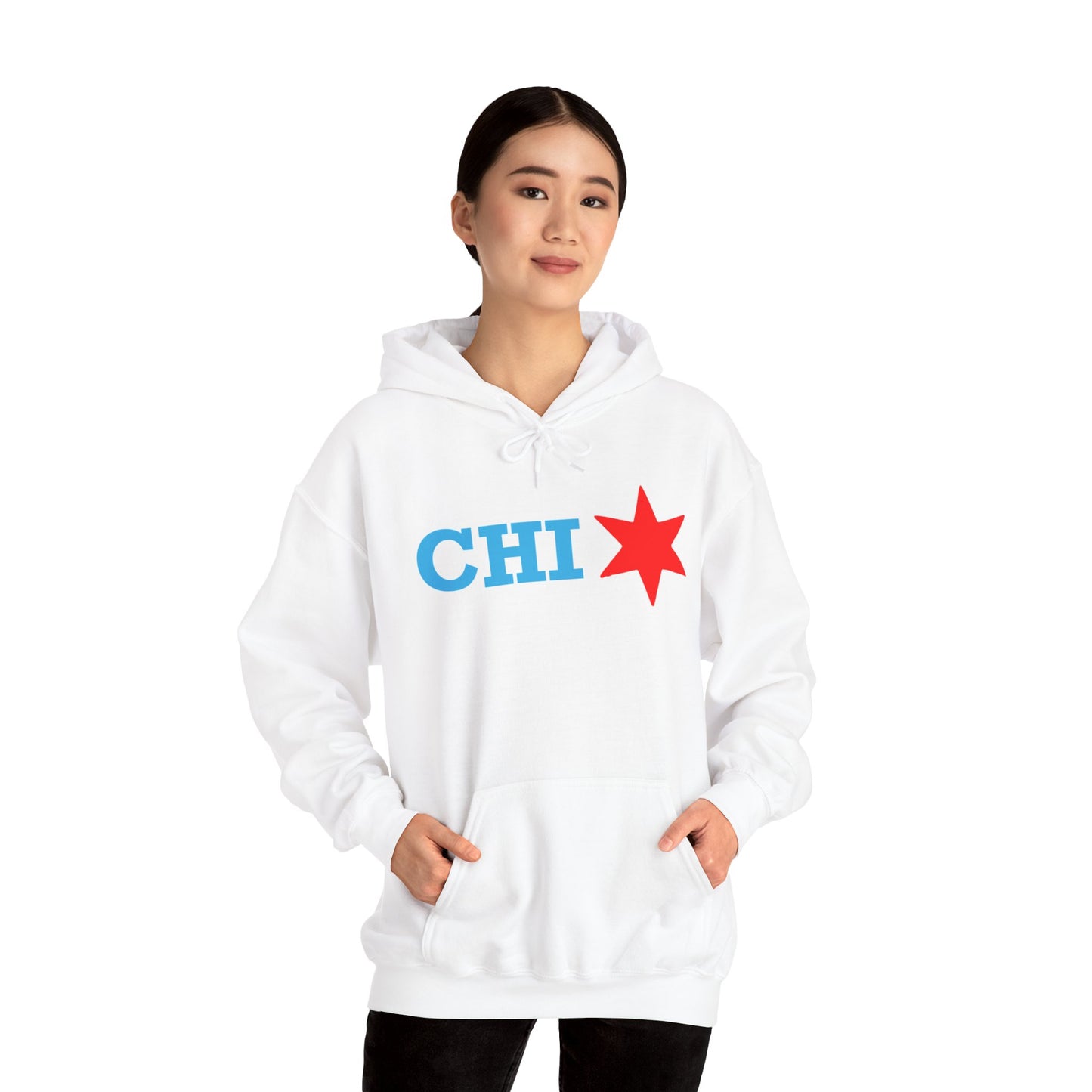 Chicago Star Hoodie, Cozy Hooded Sweatshirt, Unisex Sweatshirt for Everyday Wear, Ideal for Travel, Casual Style