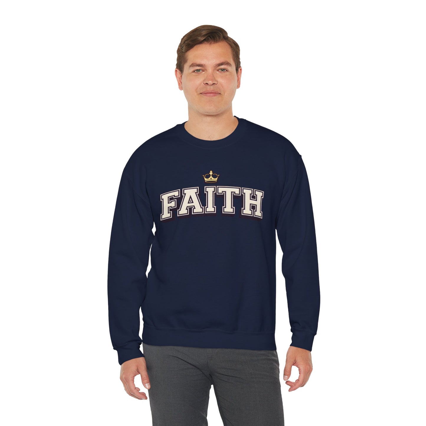 Faith Unisex Crewneck Sweatshirt | Classic Varsity Lettering Pullover