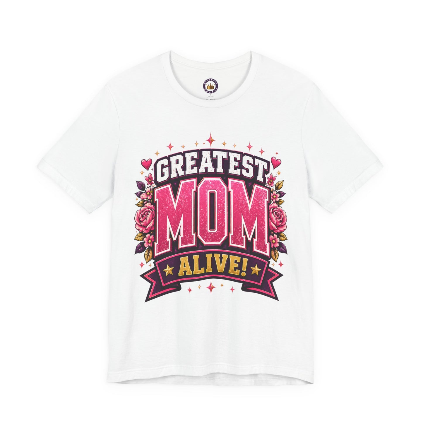 Greatest Mom Alive T-Shirt | White Floral Mother's Day Gift Tee