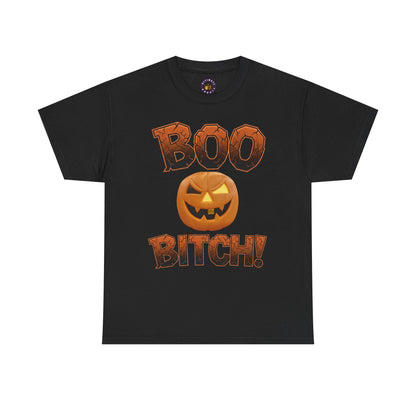 BOO BITCH! Halloween Ghost T-Shirt | Funny Spooky Season Tee | Adult Humor Sarcastic Graphic Shirt | Unisex Heavy Cotton Top