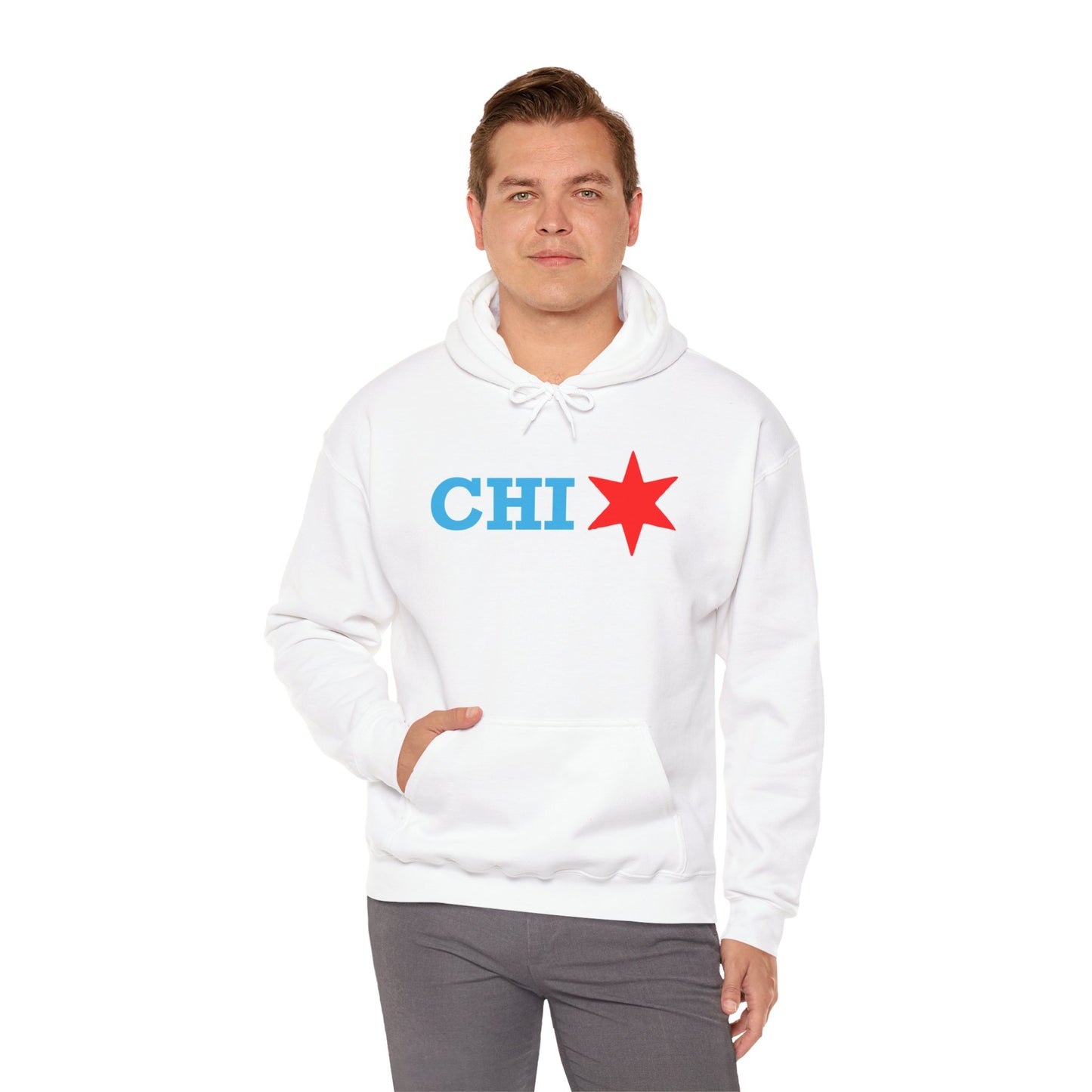 Chicago Star Hoodie, Cozy Hooded Sweatshirt, Unisex Sweatshirt for Everyday Wear, Ideal for Travel, Casual Style