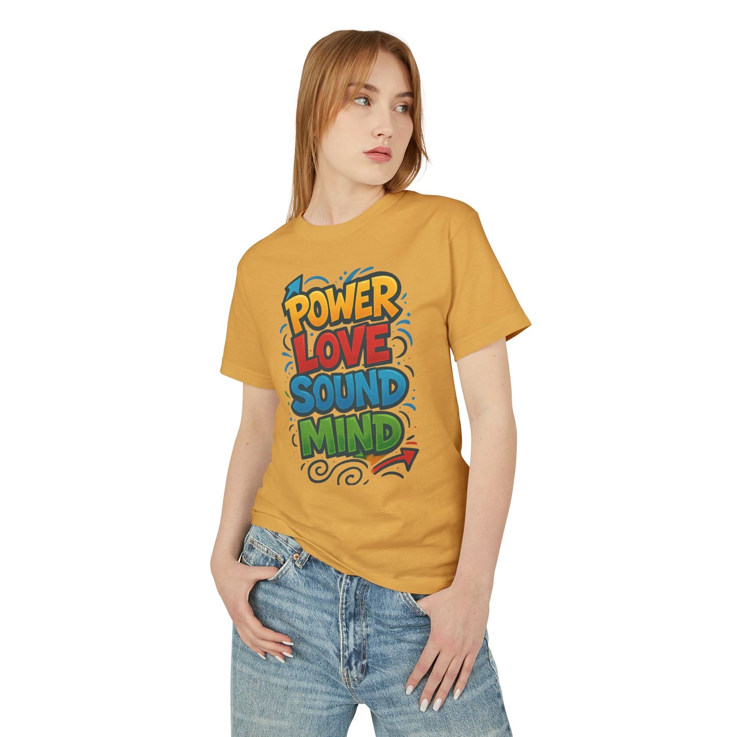 Power Love Sound Mind T-Shirt | Retro Colorful Graphic Tee