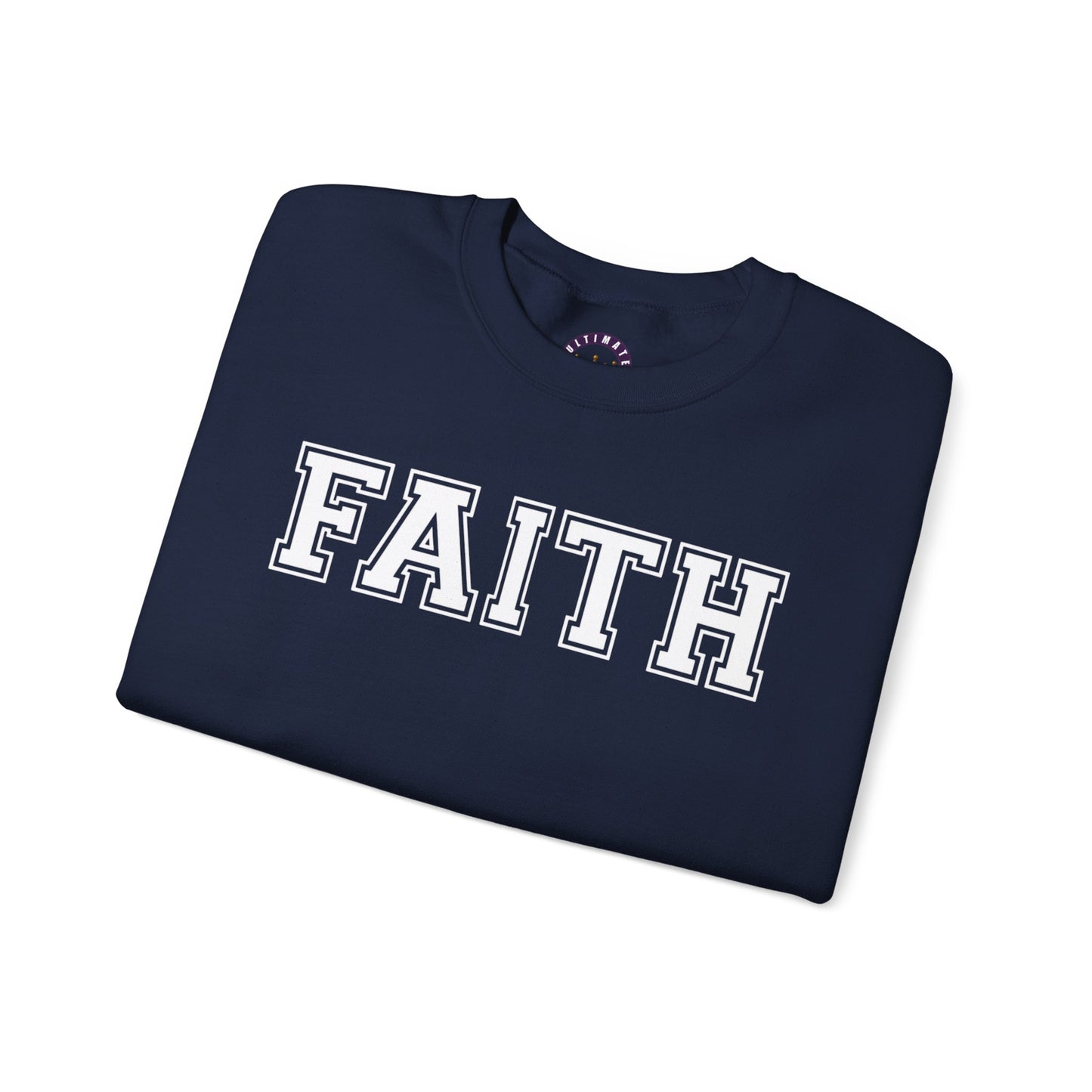 Faith Unisex Crewneck Sweatshirt | Classic Varsity Lettering Religious Pullover