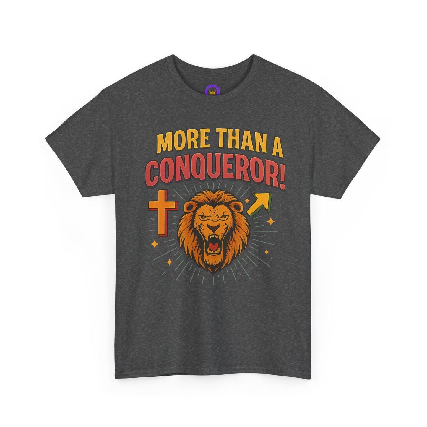 More Than Conqueror Lion Tee | Unisex Cotton Shirt, Motivational Tee, Inspirational Apparel, Christian Gift, Lion Graphic T-Shirt
