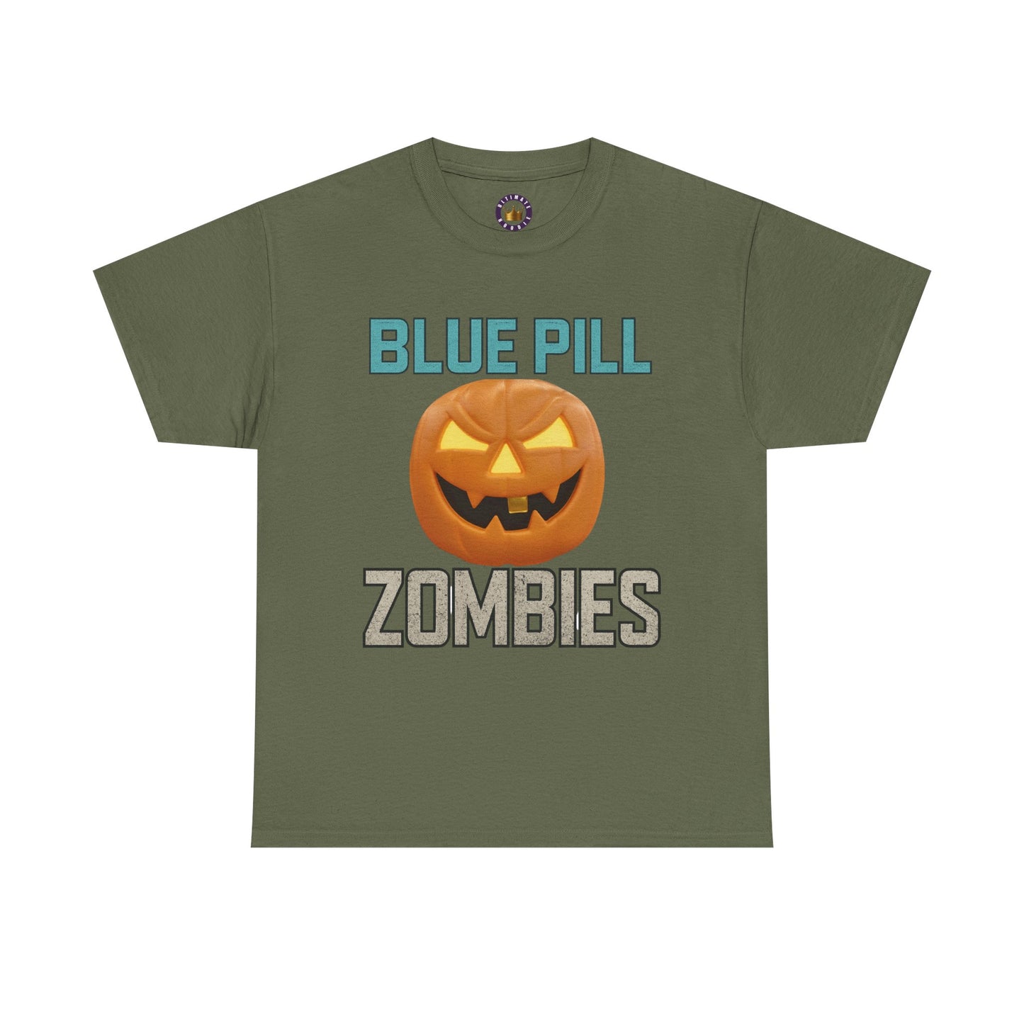BLUE PILL ZOMBIES Tee | Halloween Zombie Tee, Funny Pumpkin Shirt, Unisex Heavy Cotton Tee, Party Apparel, Spooky Gift Idea, Fall Festivities