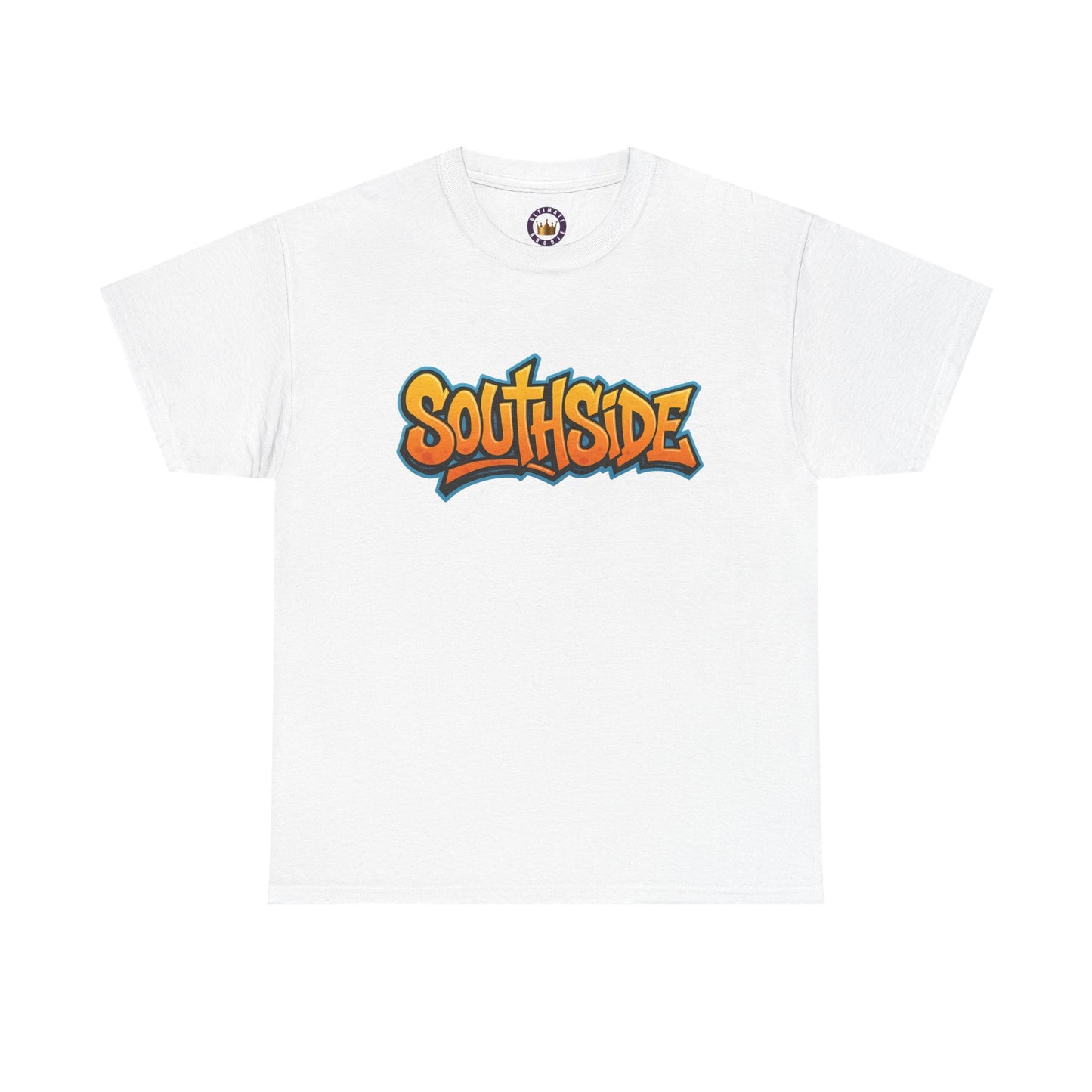 Southside Graffiti Tee — Urban Streetwear T-Shirt with Bold Orange Logo