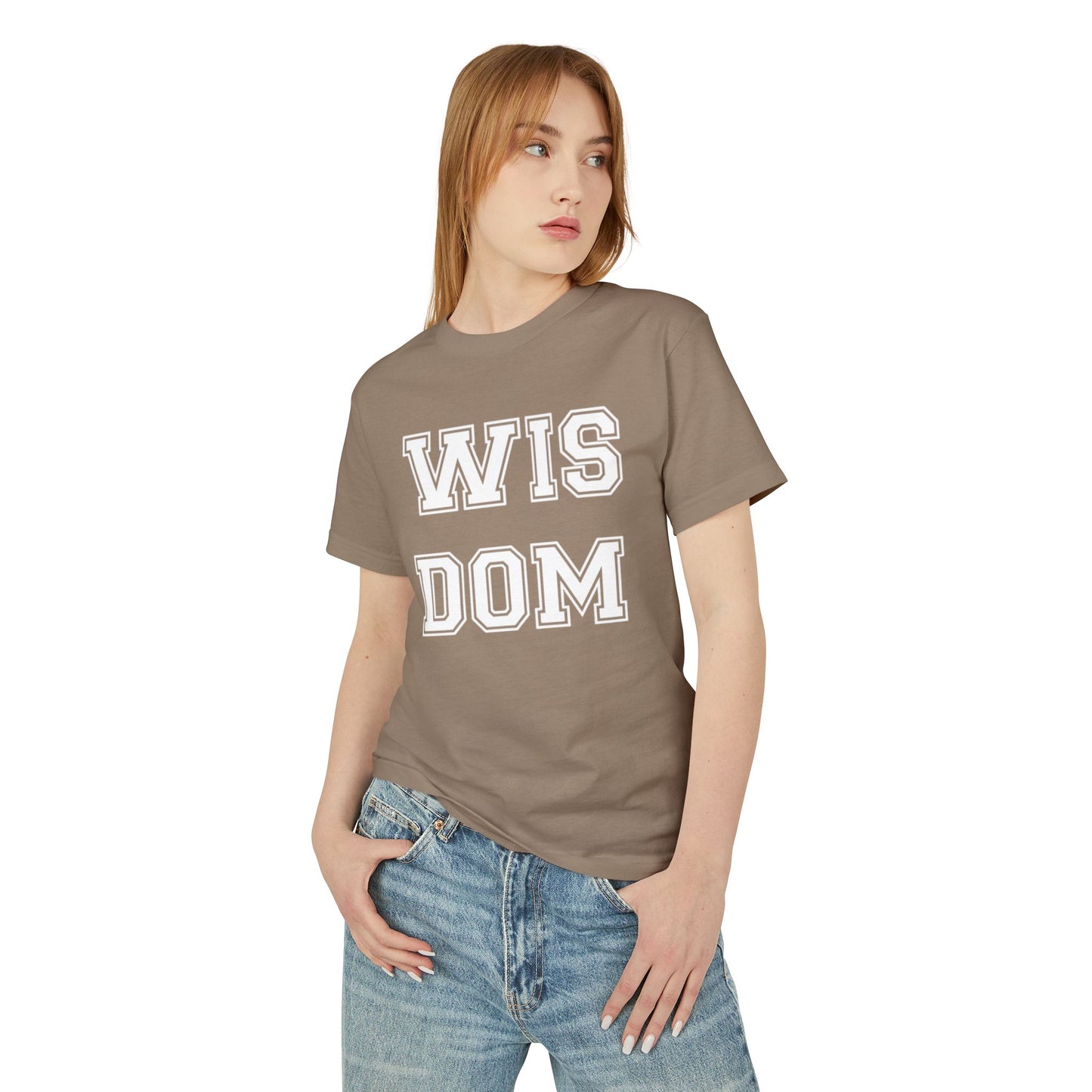 Wisdom Graphic Tee — Vintage Collegiate Lettering Cotton T‑Shirt