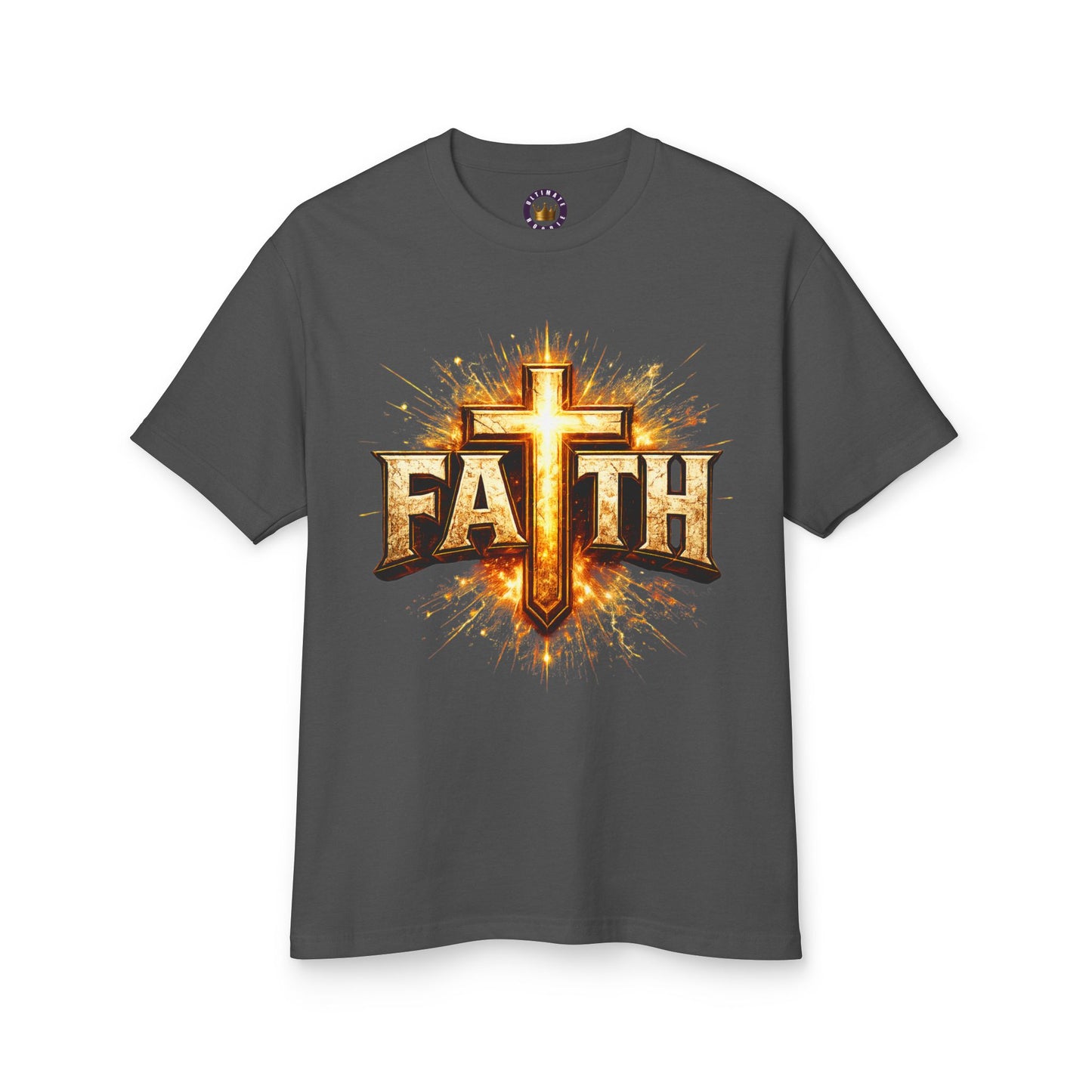 FAITH BREASTPLATE  | 100% COTTON HEAVYWEIGHT, DISTRESSED PRINT, FADED TONE TEE