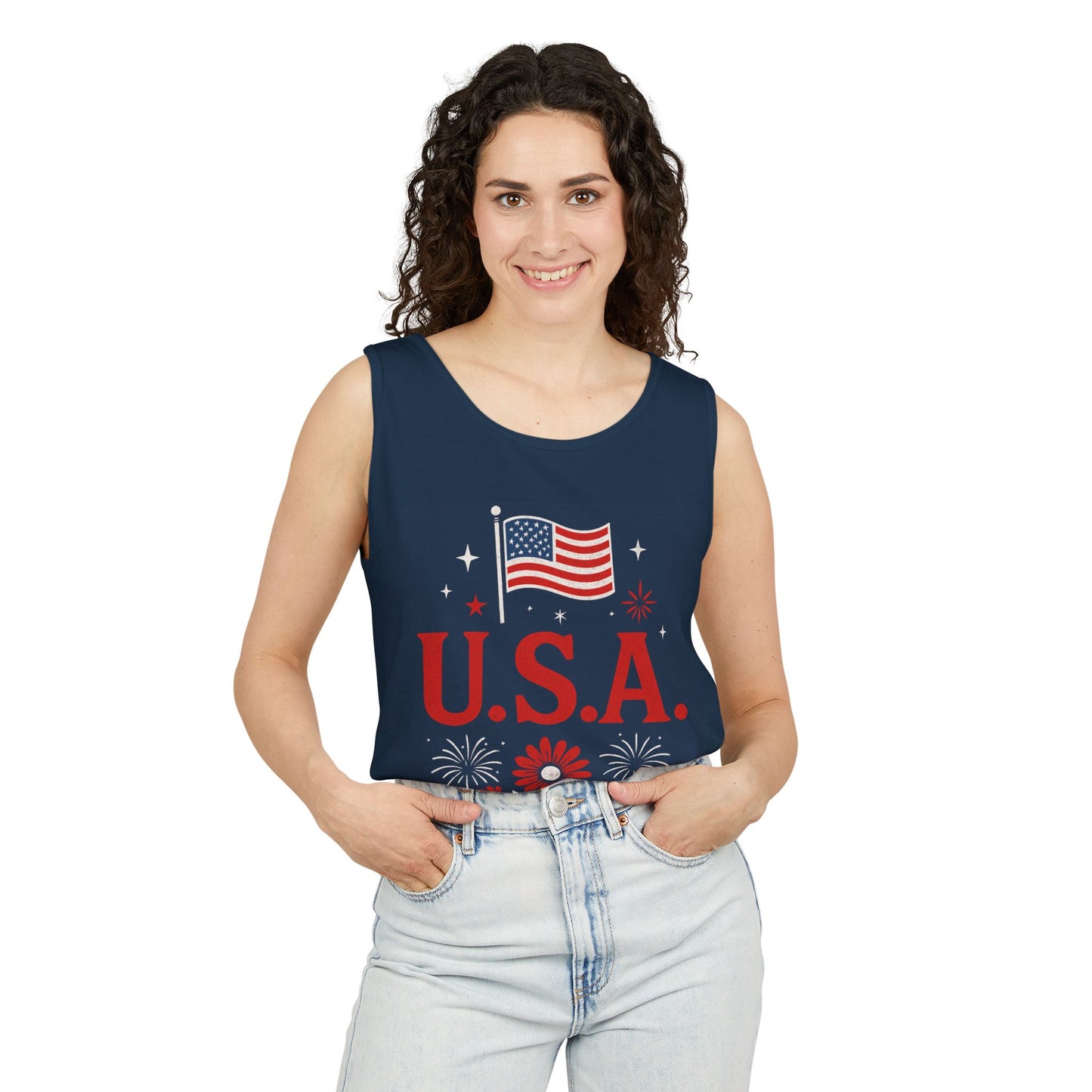 U.S.A Tank Top, USA Independence Day Wear, Summer BBQ Outfit, Unisex Casual Tank, Fourth of July Apparel