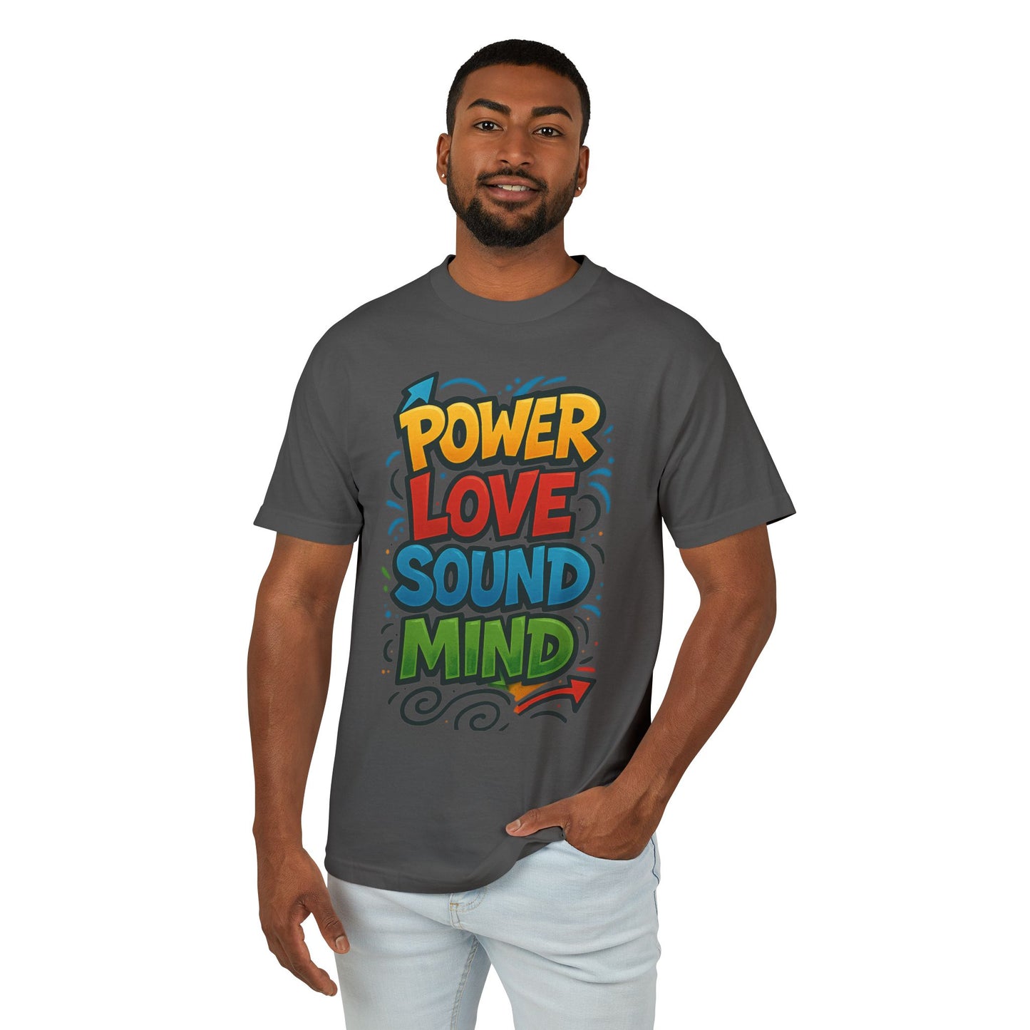 Power Love Sound Mind T-Shirt | Retro Colorful Graphic Tee