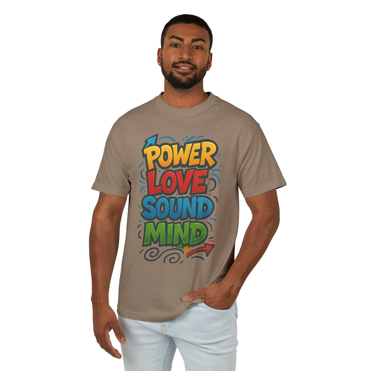 Power Love Sound Mind T-Shirt | Retro Colorful Graphic Tee