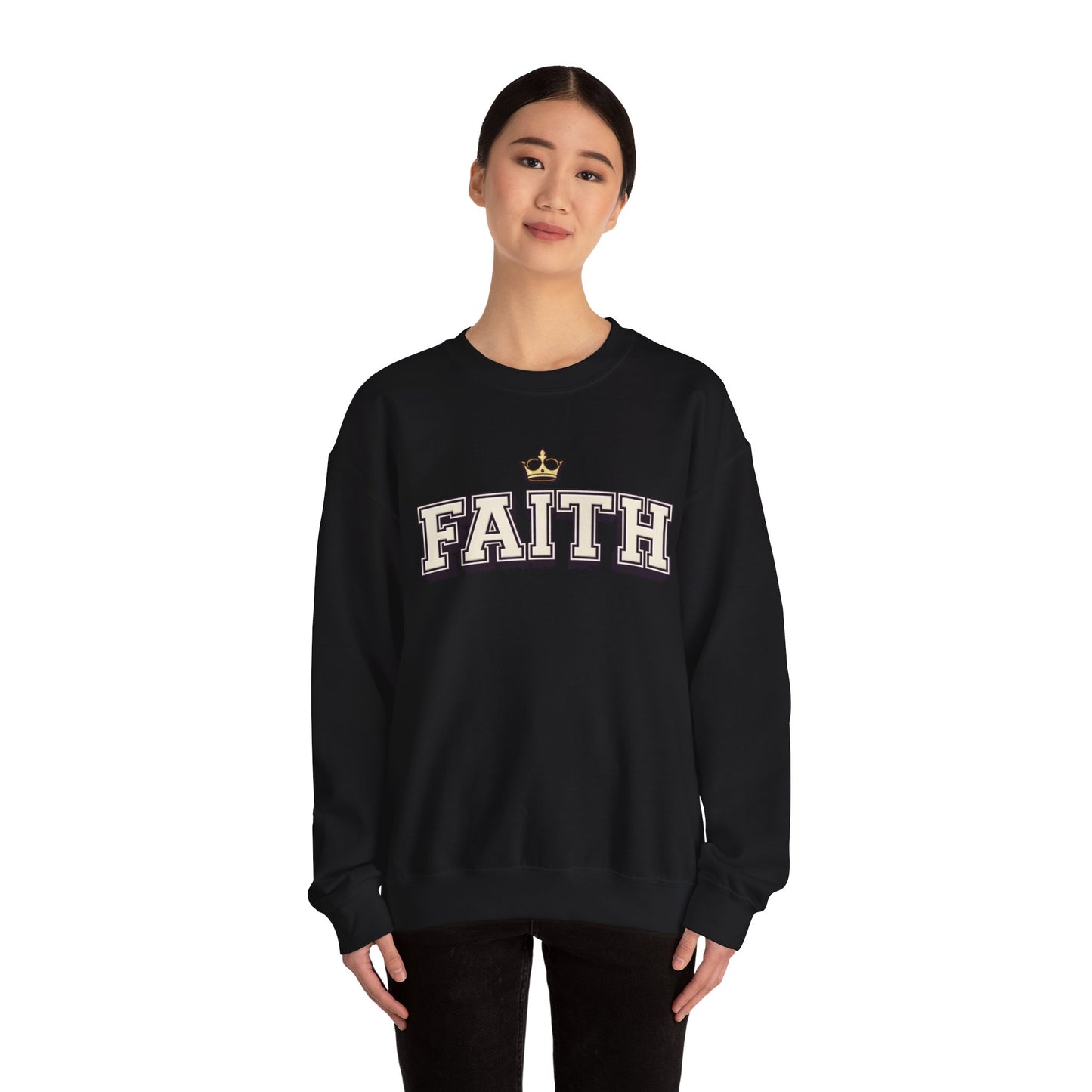 Faith Unisex Crewneck Sweatshirt | Classic Varsity Lettering Pullover